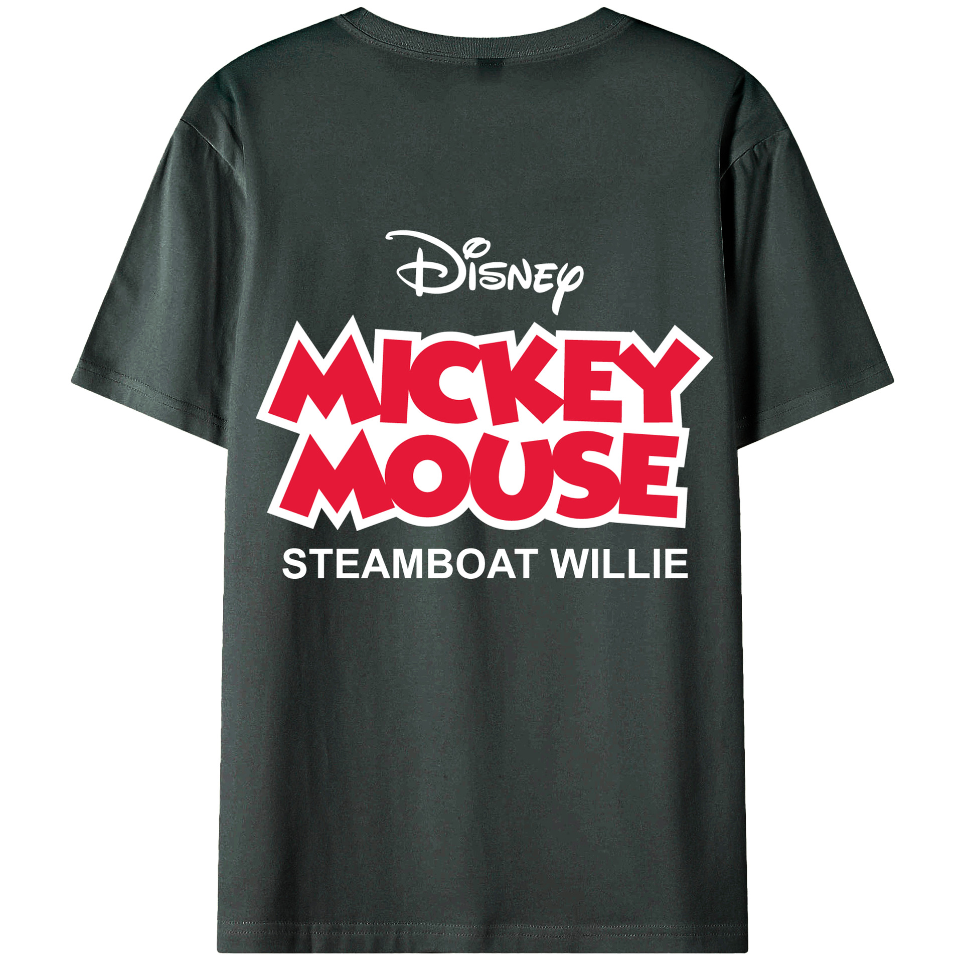 ミッキーマウス Mickey Mouse 綿100％ メンズ半袖Tシャツ（バックプリント） 通気性